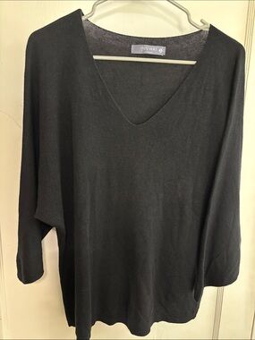 Grey Violet Black V-Neck Lightweight Knit Sweater